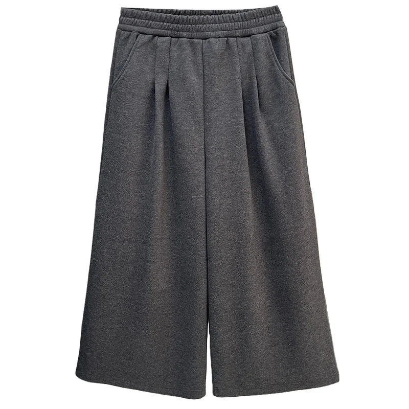 XXXXL Moda Plus Size Abbigliamento donna Pantaloni corti 2025 Autunno/Inverno Nuovo casual caldo pile e addensare pantaloni a gamba larga 462