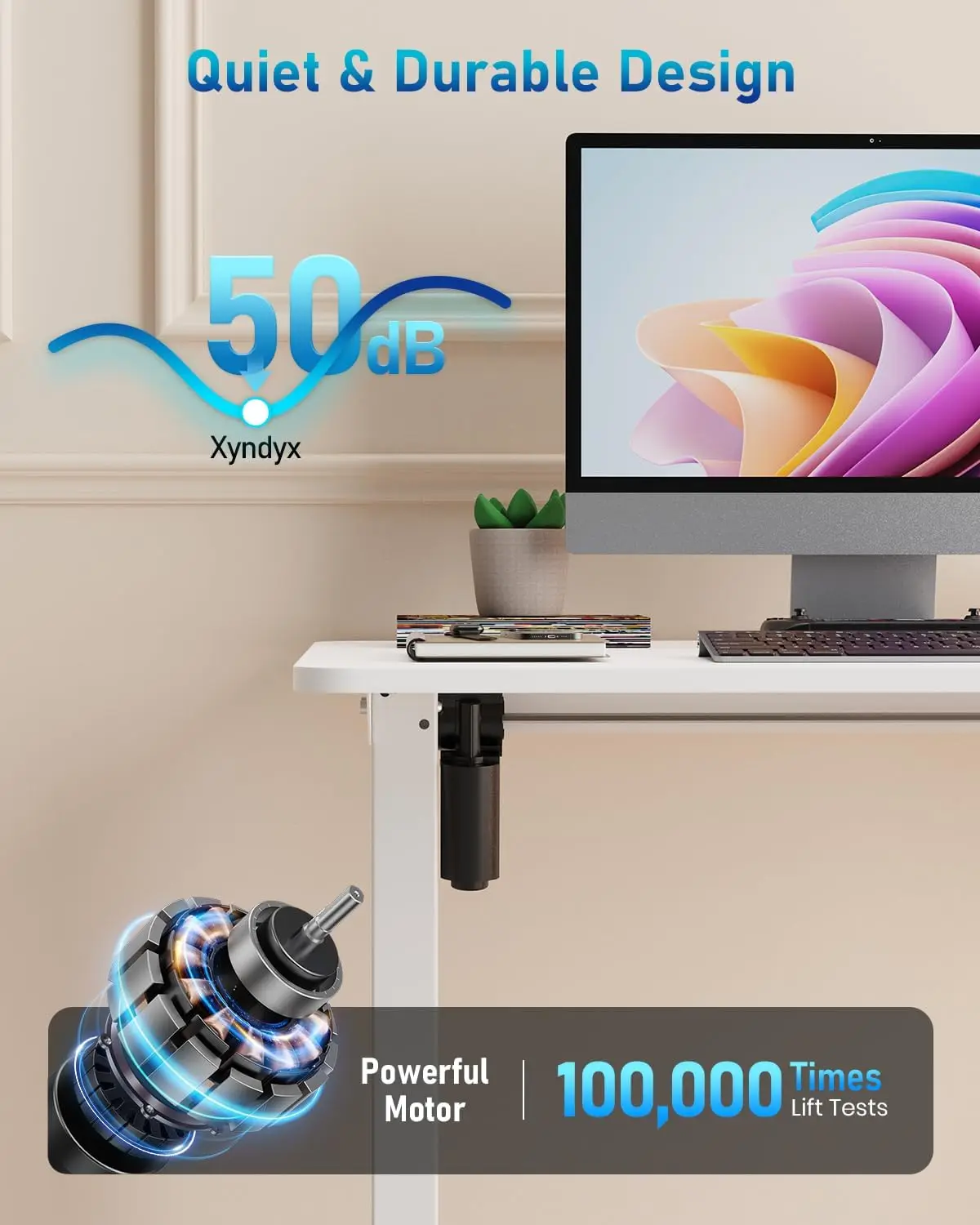 Small Height Adjustable Electric Standing Desk, 31.5" x 23.6" Sit Stand up Desk with Splice Board, Ergonomic Rising Computer Hom