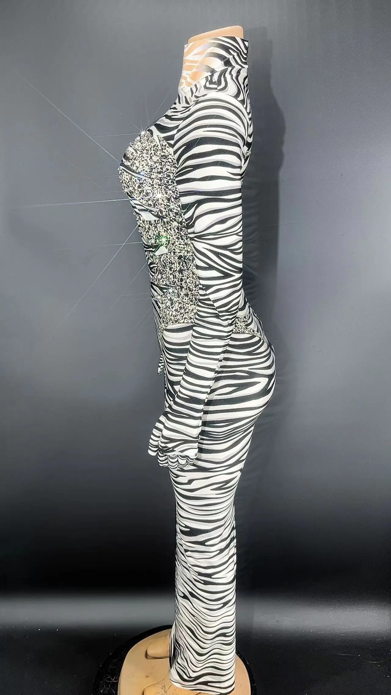 Sexy Latin Club Dance Kleid Backless Lange Hülse Herbst Mesh Bühne Peformance Dancewear Geburtstag Kostüme