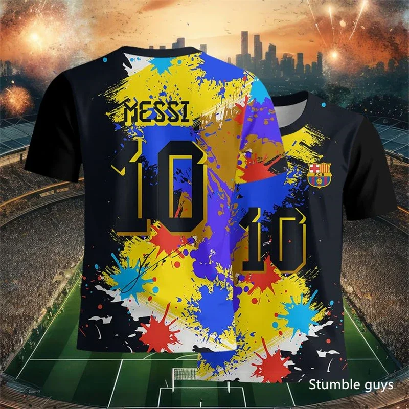 

Men Teen Football Casual T-Shirt Brand Summer Soccer Star Print Short Sleeve Jersey Wear