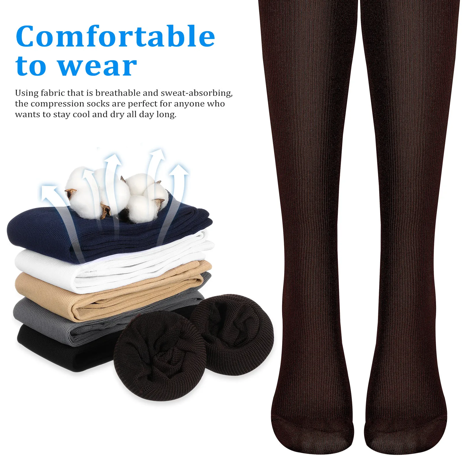 

6pcs 6 Pairs Sports Calf Socks Compression Socks Unisex Thigh High Athletic Stockings For Leg Fatigue Relief Knee Support S