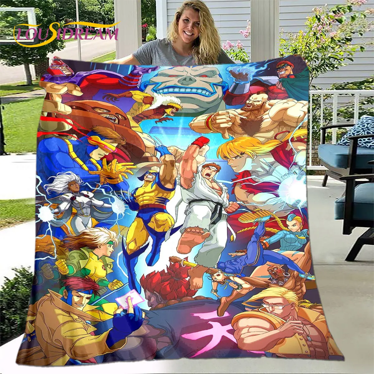 Couverture en peluche douce Street Fighter Gamer, couverture de jeu rétro, couverture de glouton pour salon, chambre à coucher, lit, canapé, housse