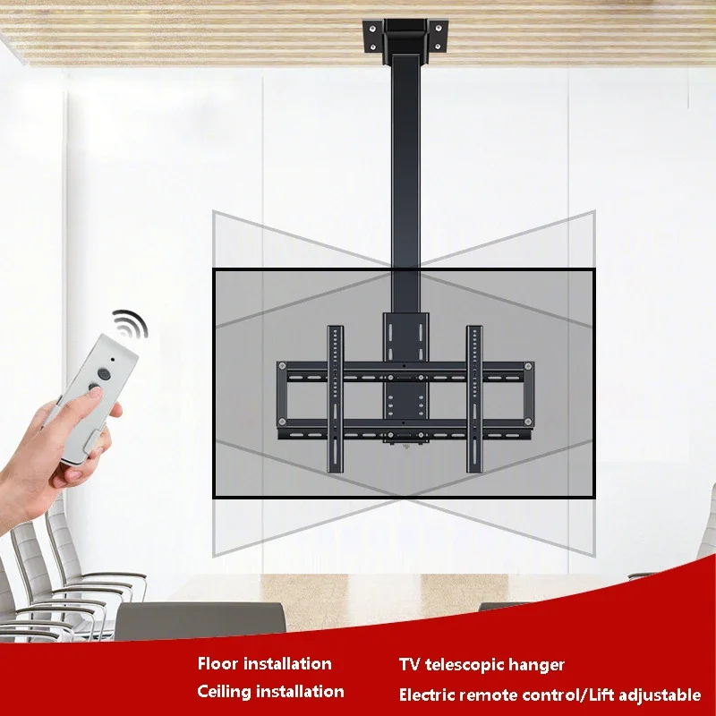 FOR 32-70 Inch Electric TV Hanger Remote Control Lifting 1300-2300mm Intelligent Telescopic Ceiling TV lift Basket