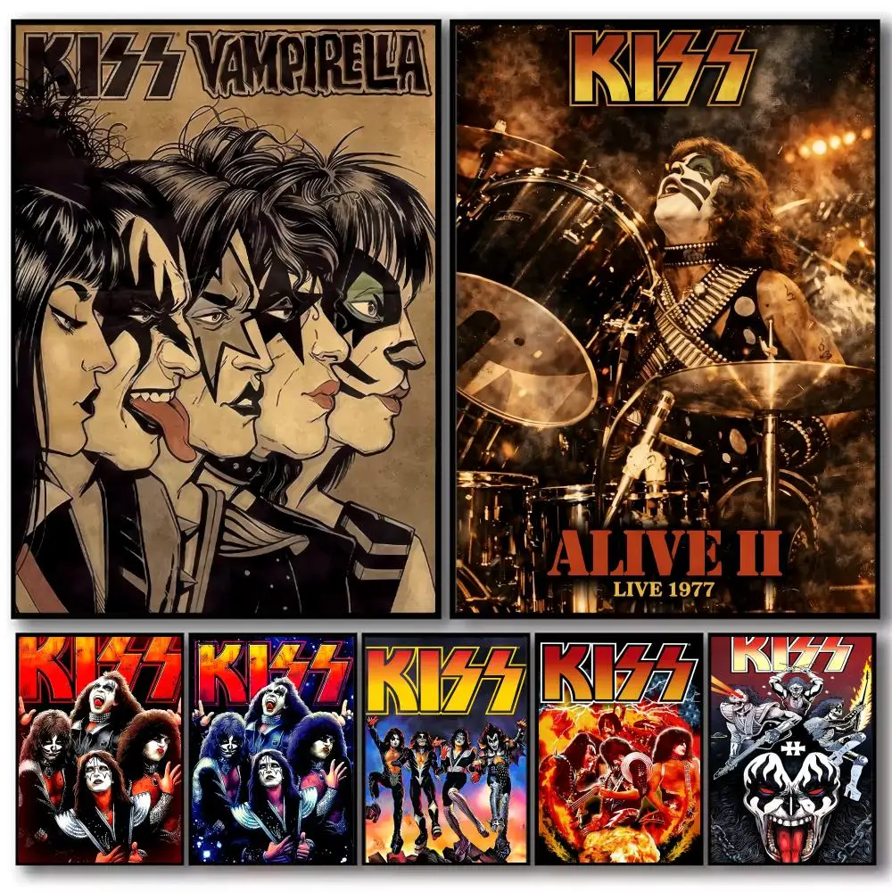 Rock Band Album K-Kiss Poster Decorative Stickers Wall Art Mural Photo Design for Home Living Room Hallway Decor Gift