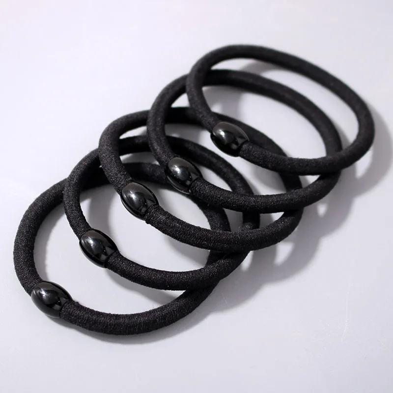100/200 Stück Verstärkte Hochelastische Schwarze Haargummis für Damen, Stilvolle Einfache Haarbänder, Langlebige Haarbänder für Erwachsene – Detail 4