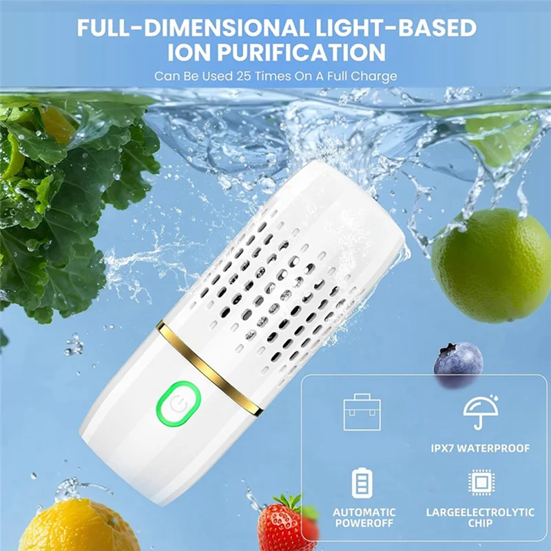 

1Set Fruit And Vegetable Washing Machine Fruit And Vegetable Cleaner Device White For Deep Cleaning-AT30