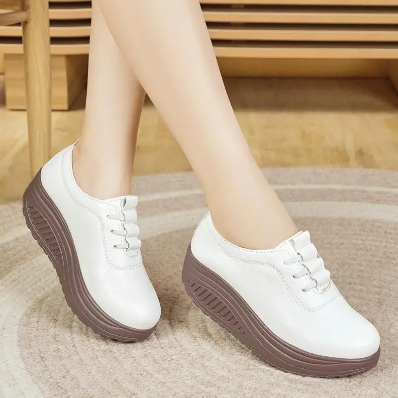 Flat Heel Single Soft Sole Casual Leather Shoes Mom Shoes Lefo Mokasin Shoes Platform Casual