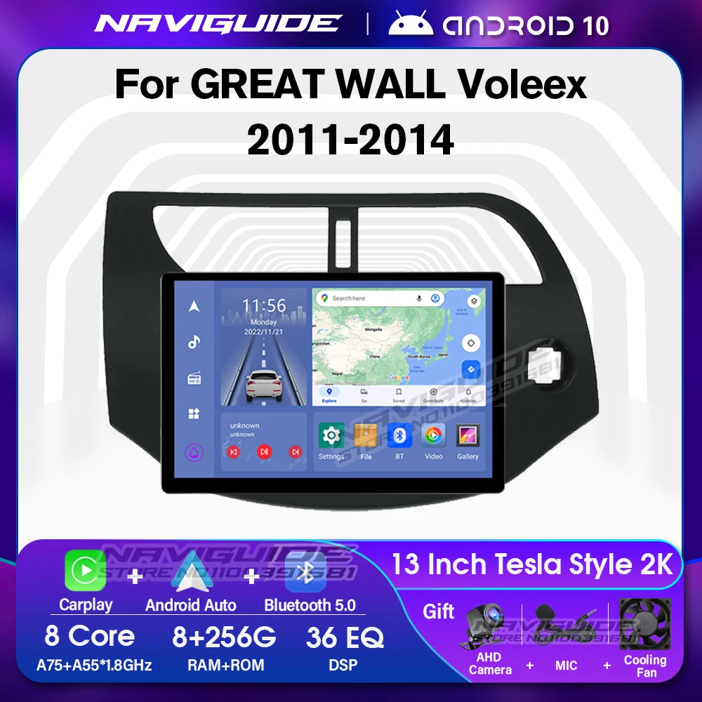 NAVIGUIDE 13inch 1920*1200P Car Radio For GREAT WALL Voleex C20 2011-2014 Carplay Autoradio Video Multimedia Player Android10.0