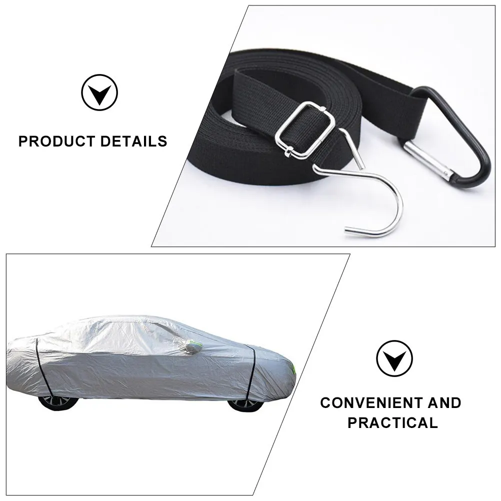2Pcs Compact Portable Car Cover Straps Rubber Windproof Elastic Fixing Belt for Reliable Outdoor Vehicle Cover Anchoring