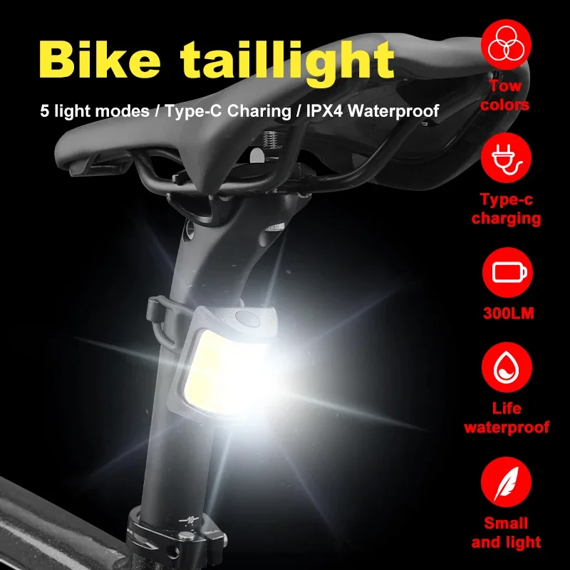 X-TIGER Cycing Tail Lights Curved Surface Lamp Type-C Charging ABS Road Bike Carrier Light Bicycle Rear Lights For Helmet