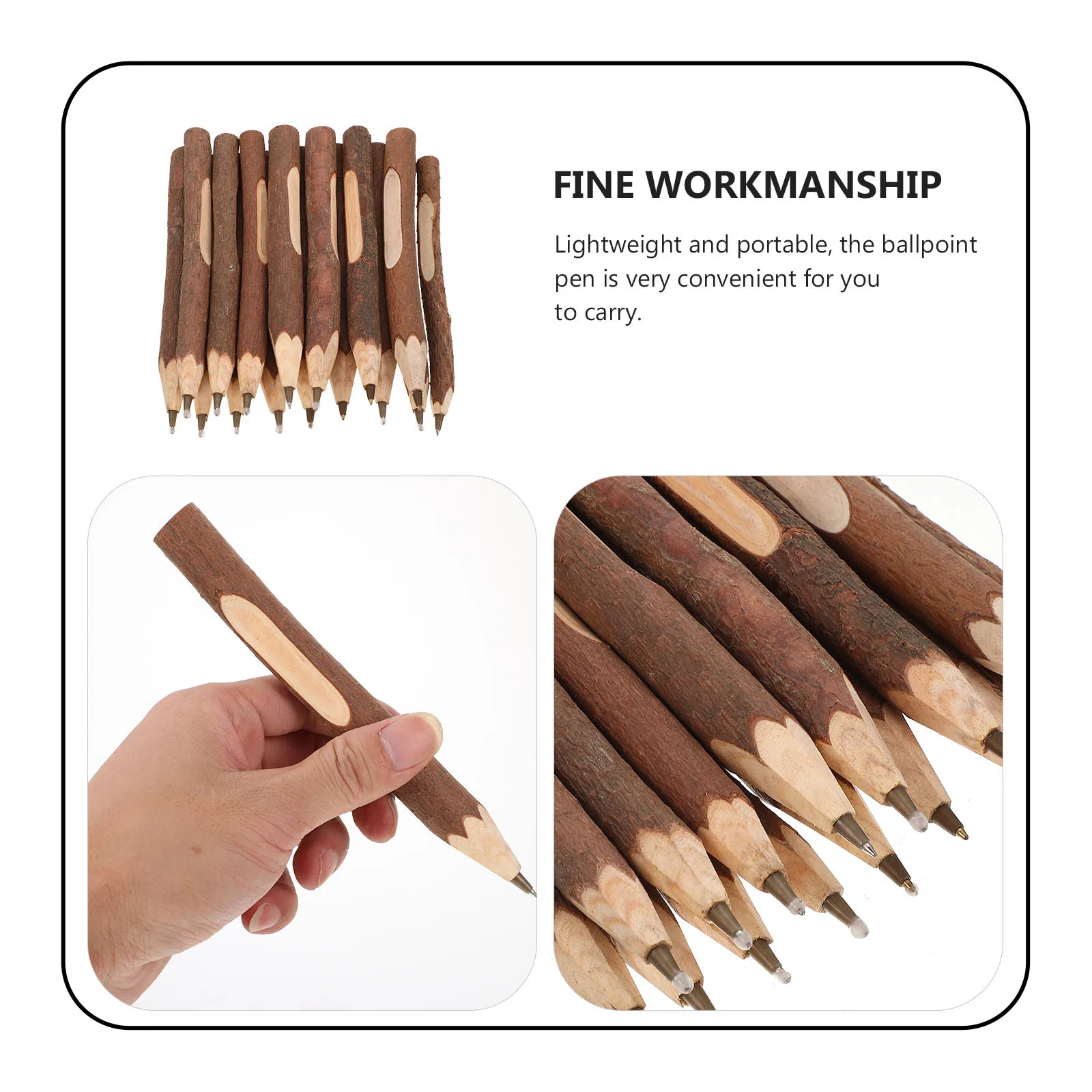 16Pcs Wood Ballpoint Pens Creative Lightweight Portable Writing Accessory Gift Pen for Kids Students Daily Use
