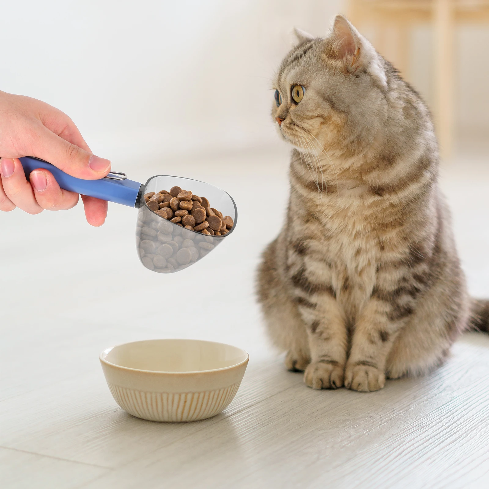 

Measuring Spoon Stainless Steel Clamp Dog Cat Ergonomic Durable Abs Material Feeding Small Portion Control Tool