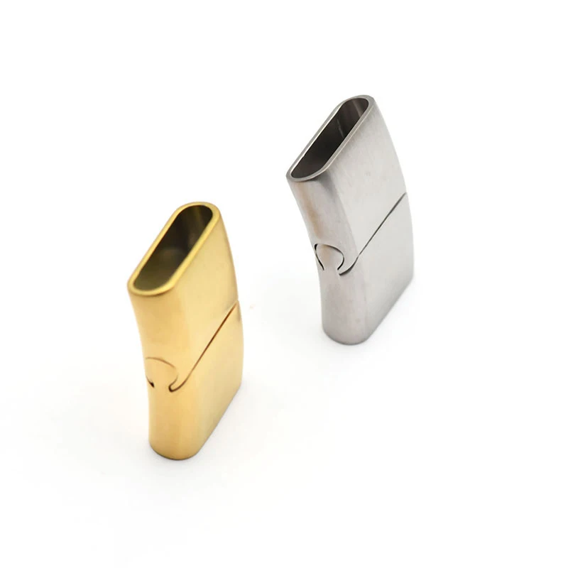 10Pcs Stainless Steel Magnetic Clasp 16*5mm Bracelet Magnet Flat Buckle DIY Accessories Leather Jewelry Making Finding Supplies