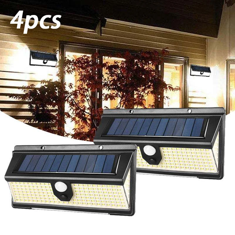 Impermeável Wide Angle Iluminado Reflective Solar Luz, Quintal Luz de Segurança, Deck, Garagem, Porta da frente, 270 Graus, Ip65, 190LED, 100