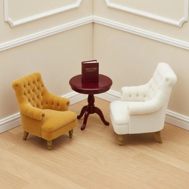 

【Y】1Pcs Miniature Single Sofa Chair 1:12/1:20/1:25/1:30 Dollhouse Mini Flocked Armchair Pretend Play Furniture Scene Decor
