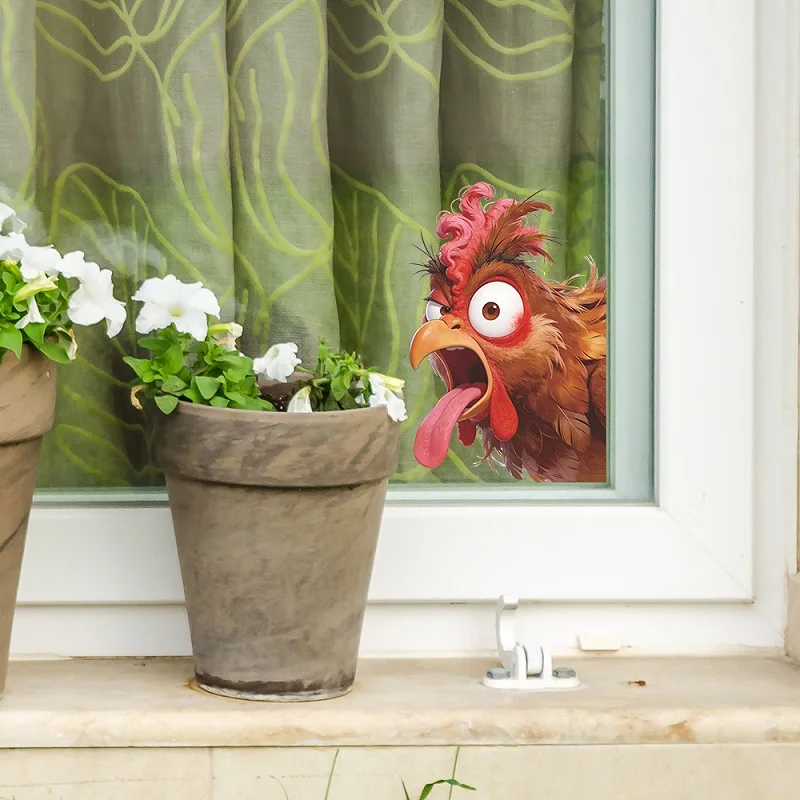 Cartoon Vomit Rooster Head Bathroom Toilet Wall Decal Home Decor Rooster Wall Sticker Self-Adhesive