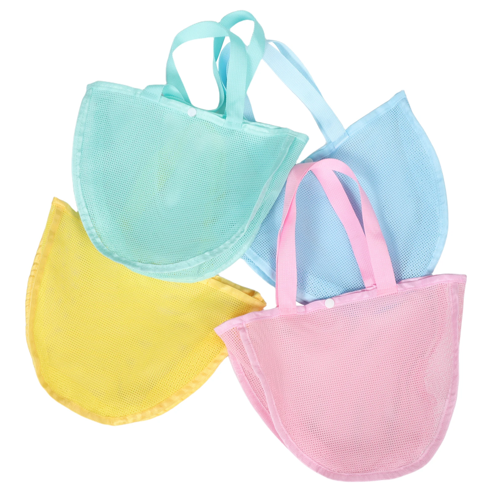 

4pcs Mesh Bags Kids Outdoor Treasure Tote Portable Swimming Pool Carrying Pouch Storage Bag Sand Drainage Lightweight Nylon