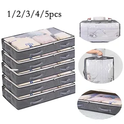 1-5pcs Underbed Storage Bag For Portable Foldable Quilt Bag Wardrobe Clothes Storage Box Dustproof Organizer Large Capacity