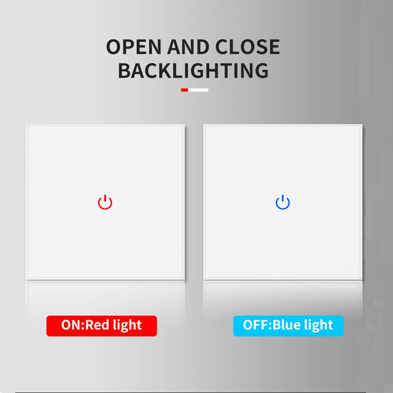 86mm European Standard Tempered Glass Single-pole Switch Panel 110-240V Single-wire Recessed Dimmer Touch Lighting Accessories