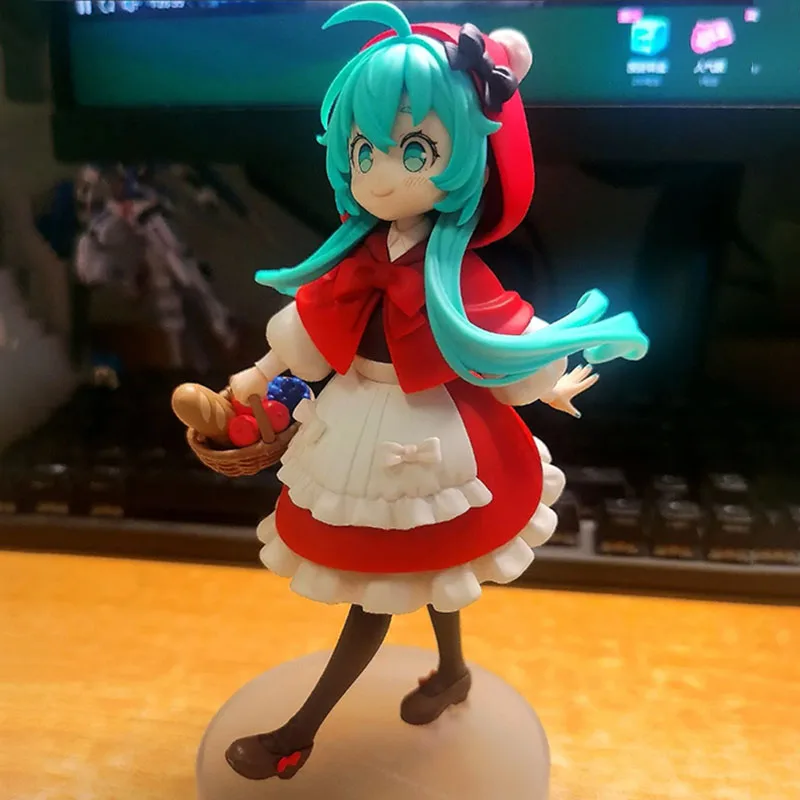 かわいい初音ミク赤ずきんちゃんフィギュア漫画アニメ像コレクタブルモデルおもちゃデスク装飾ファンへの完璧なギフト