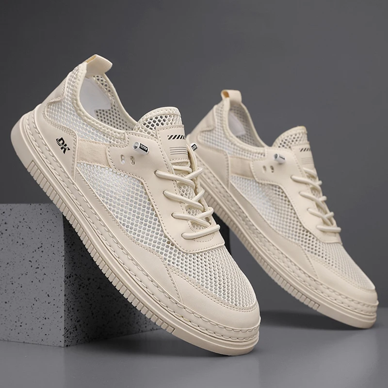 

Кроссовки мужские сетчатые дышащие, прочная повседневная обувь для скейтборда, модные уличные кеды, кроссовки для бега, лето 2024