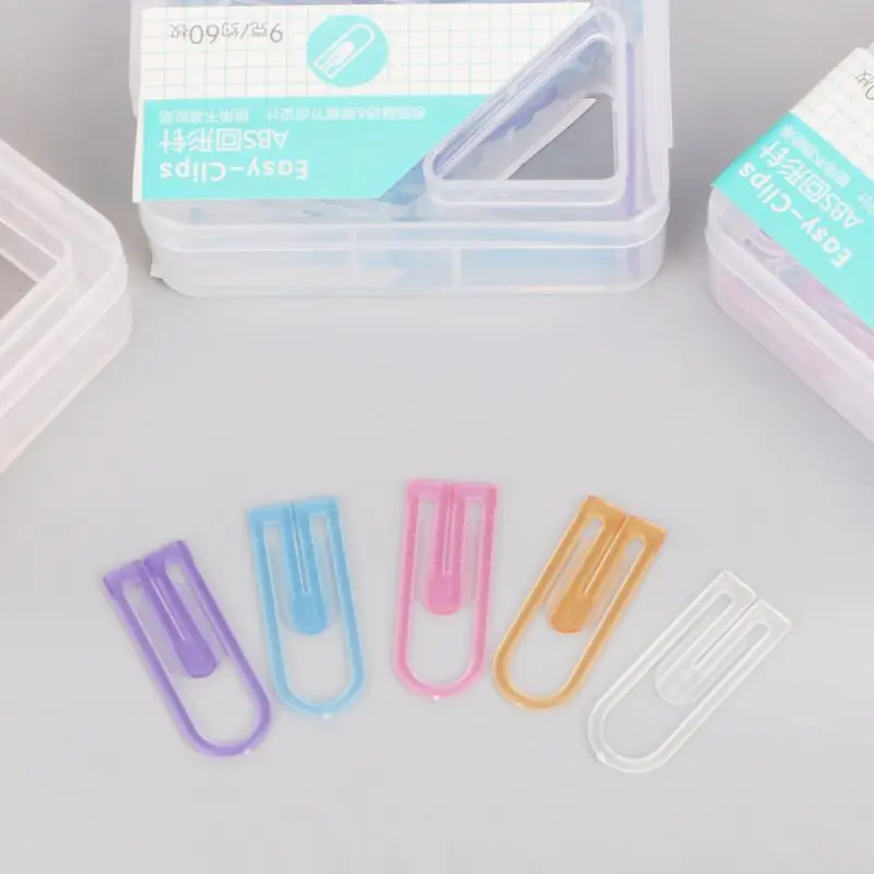 60pcs Small Mini Paperclip Candy Color Clear Stationery Binder Clip Table
