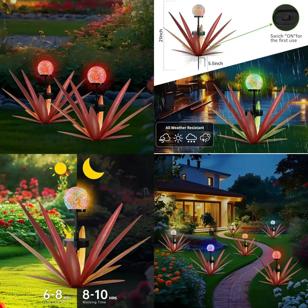 

Солнечная мозаика с подсветкой, текила, деревенская металлическая агава, садовые статуи, ручная роспись, декор двора высотой 21 дюйм