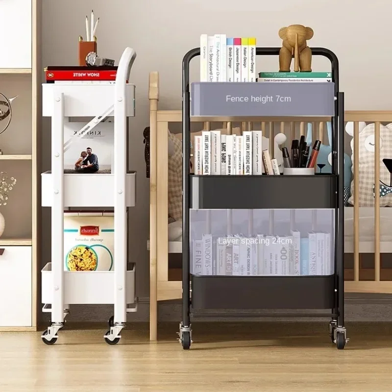 Folding Storage Rack Trolley Multi-Storey Organizer Cart for Kitchen Bathroom Bedroom Mobile Snacks Shelving Space-Saving