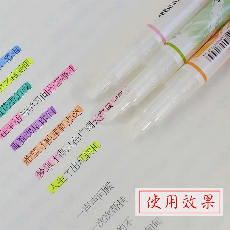 7pcs Erasable Marker Highlighter Learning Office Use Double Headed Accent Pastel Color Hand Account Pen Art Drawing