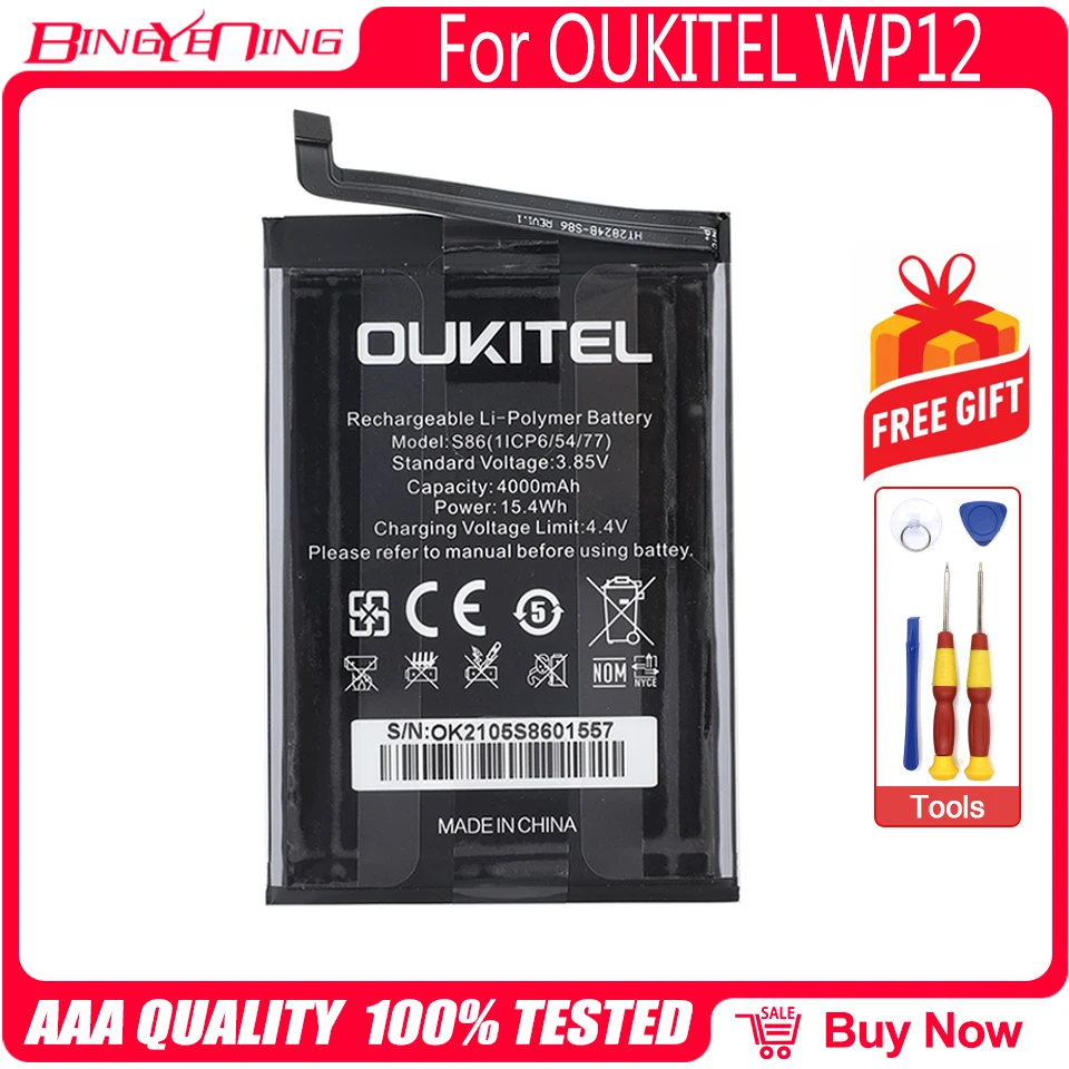 100% Original Oukitel WP12 Battery High Capacity 4000mAh Battery Backup Replacement For Oukitel S86 Smart Phone