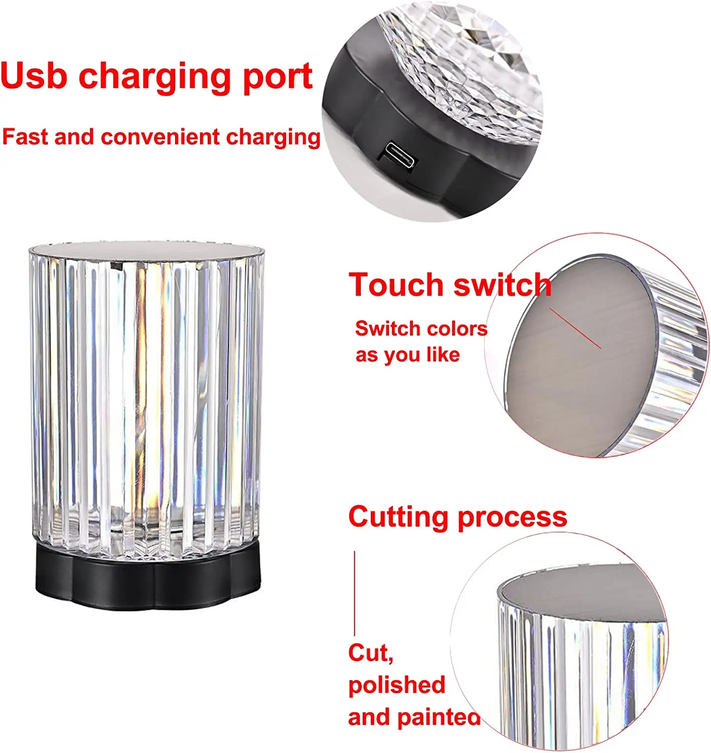 Line Crystal Table Lamp 3 Color /RGB16 Color Touch Remote USB Charging Atmosphere Light Spanish Style LED Small Night Light