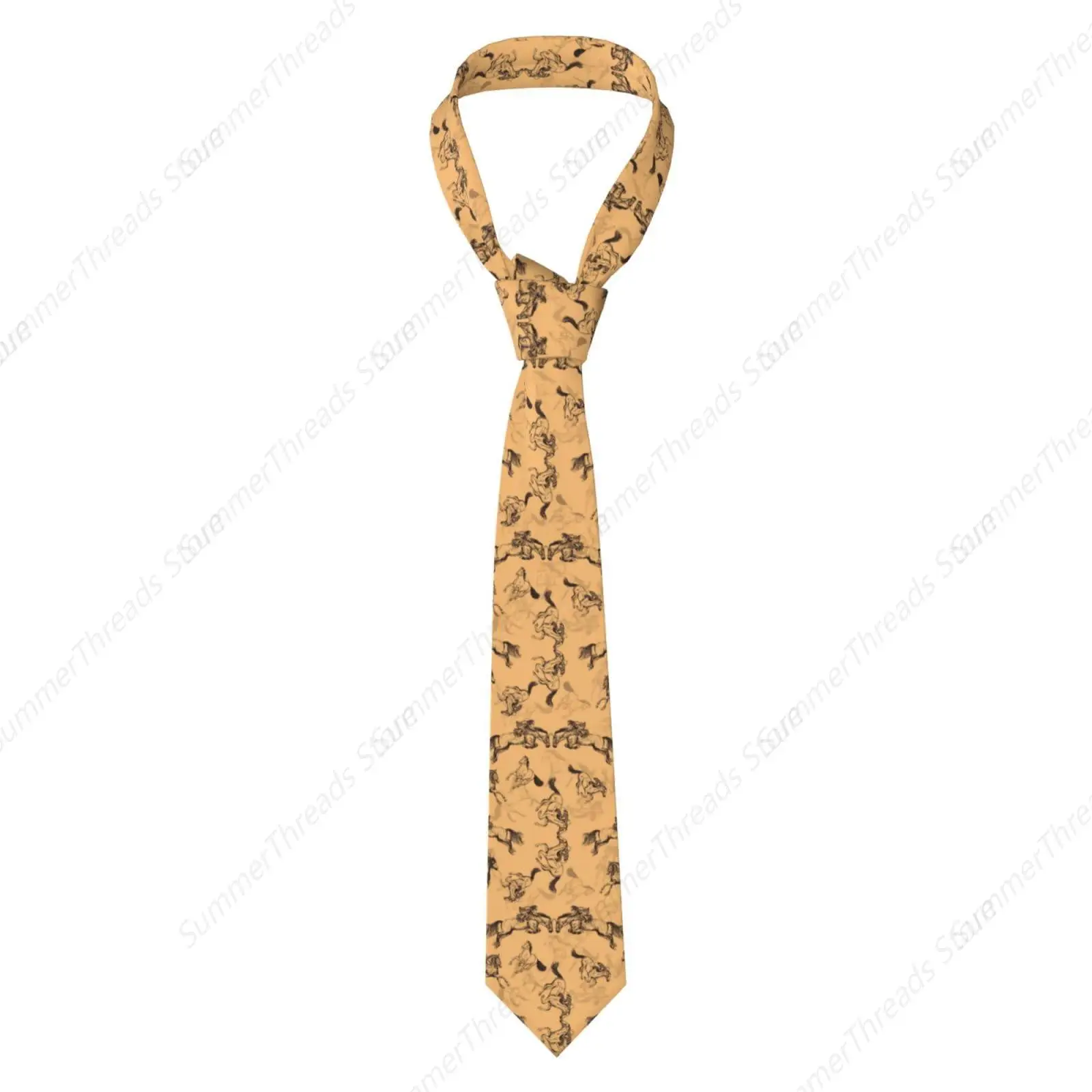 Sketch Style Horses And Jockeys Vintage Mens Silk Ties Unique Gift Fashion Casual Neckties