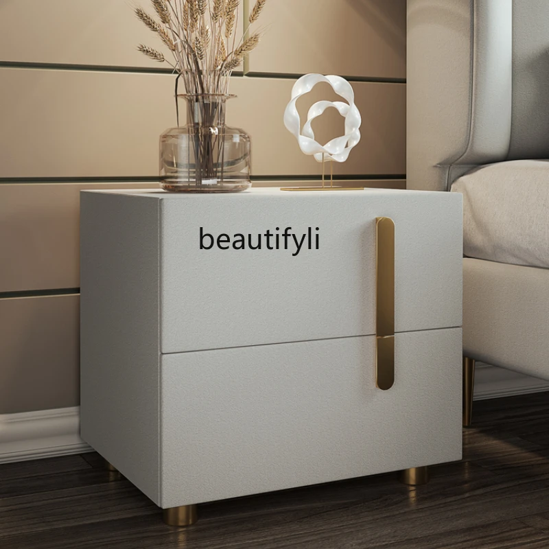 

yj Bedside Table Simple Modern Entry Lux Style Bedroom Small Cabinet Mini Simple Storage Italian Bedside Cabinet