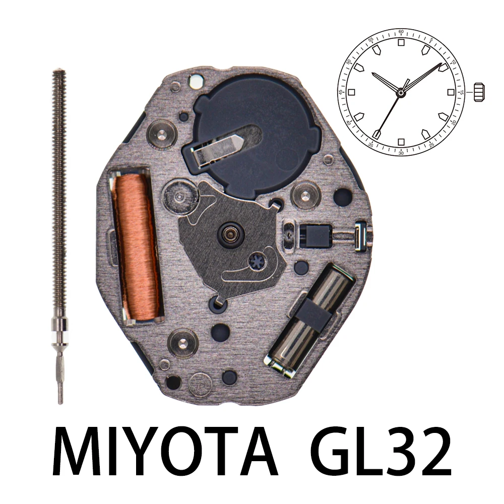 Miyota GL32 quartz movement Japanese slim electronic Japan Large GL32 movement Large three hands watch parts accessories