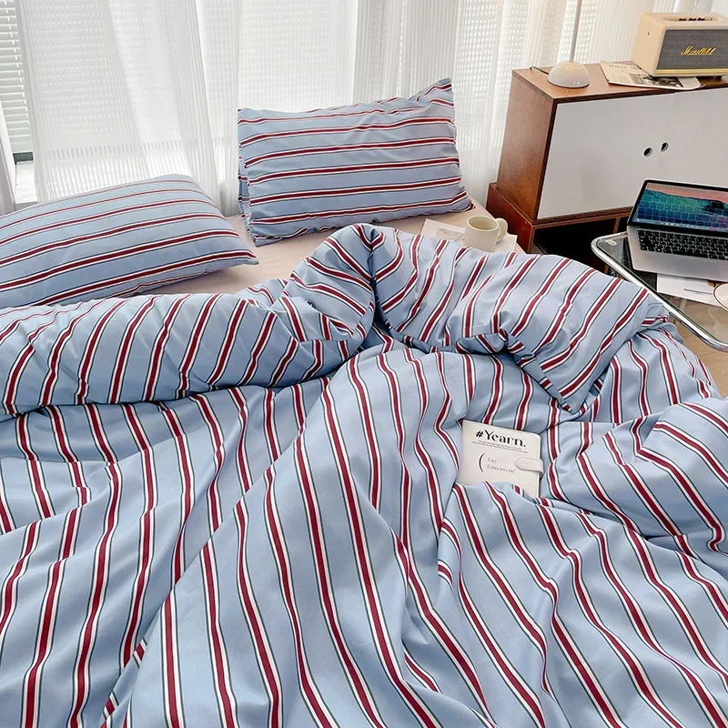 Nordic Sling Bed 150 Bedding Sets Stripes Duvet Cover Set Quilt Cover Bed Sheet Quilt Sets Queen Size INS Blogger Comforter Sets