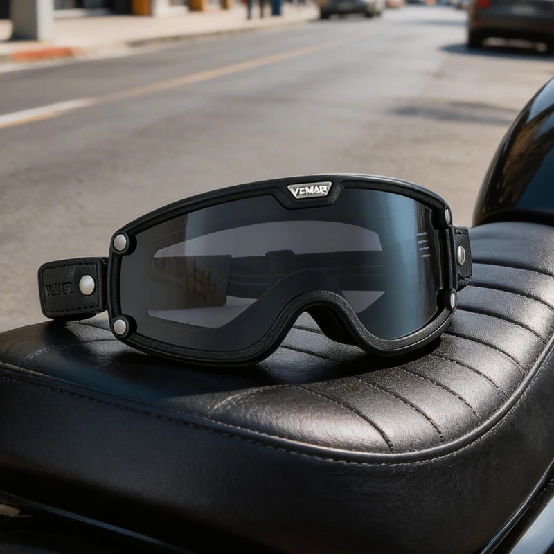 

VEMAR Windproof Anti-Fog Retro Goggles for Motorcycle Helmet Moto Sports Cycling Cafe Racer Chopper Riding Glasses