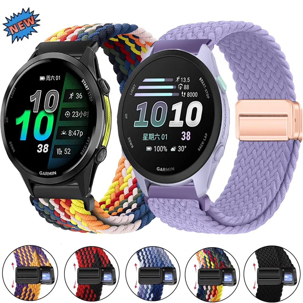 20mm 22mm Magnetisches Nylonarmband für Garmin Garmin Forerunner 170 70 970 570 55 165 265 965 255 Active 6 5 Venu 3 4 45mm Armband