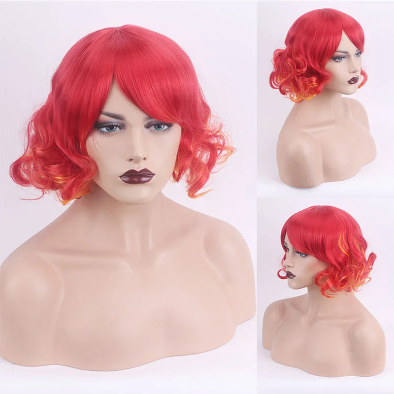 

New Ladies Orange Curly Wavy Women's Hair Wig Full Wigs