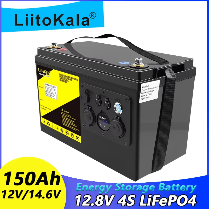 Liitokala 12v 100ah 150ah lifepo4 bateria 100ah 120ah 150ah campistas à prova dwaterproof água carrinho de golfe bateria fora de estrada fora da rede energia solar
