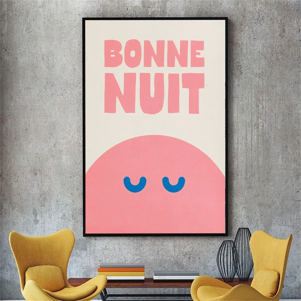 Bonne Nuit Print Goodnight Poster DIY Poster Kraft Paper Vintage Poster Wall Art Painting Study Stickers Big Szie Wall Painting