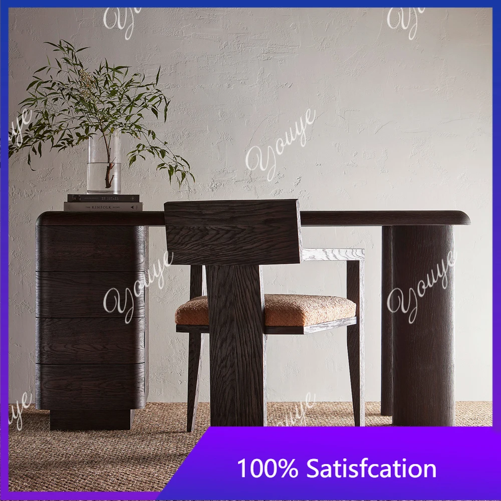 

SX American Medieval Style Solid Wood Desk Home Study Computer Desk Writing Retro Company Desk