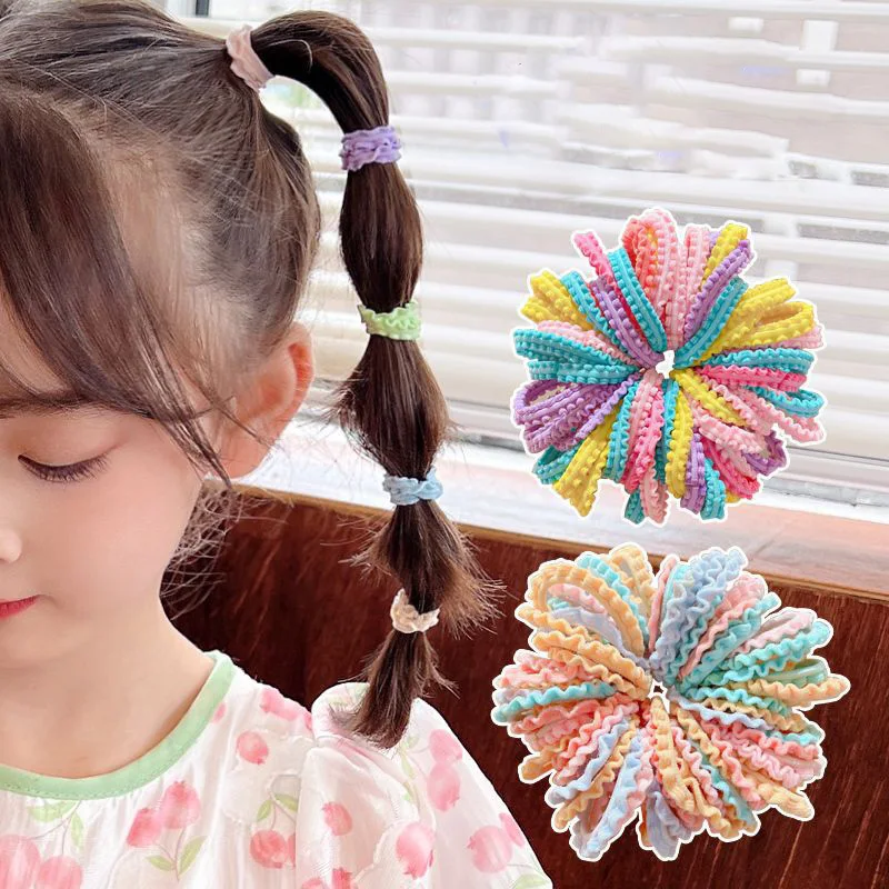 

50Pcs/Lot Spring Summer Children Hair Accessories Elastic Rubber Bands Small Leather Rope Braiding Head Scrunchy Girls Headdress