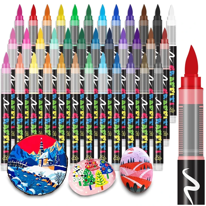 36 Colors Acrylic Paint Pens Waterproof Fine Point Brush Tip Creative Art Graffiti Acrylic Paint Markers Coloring Markers