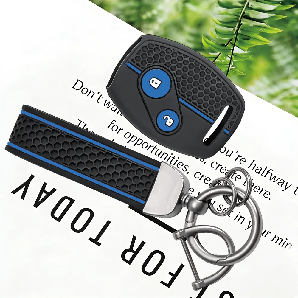 Stylish Honeycomb 2 Buttons Key Fob Silicone Case With Key Chain For Honda Civic 2006-2011 2017 Accord CRV 2003 2007 Jazz HRV