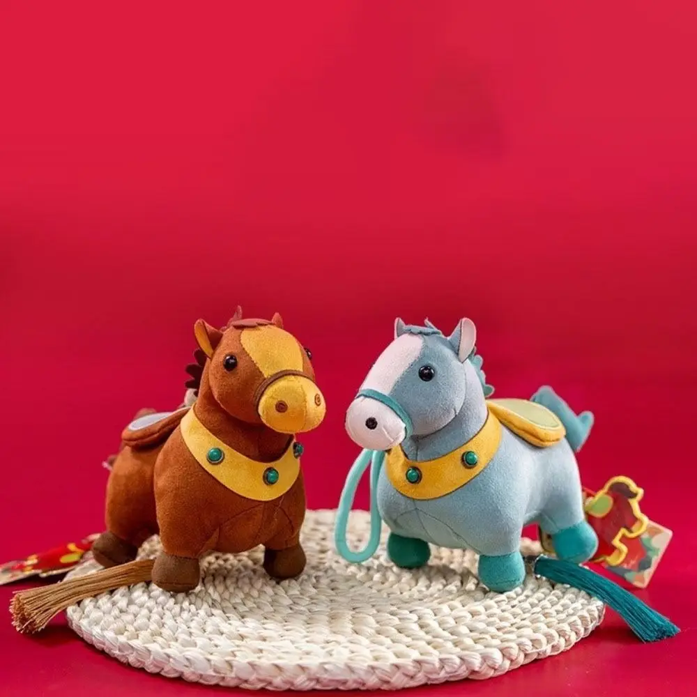 Leuke Cartoon Stijl Zodiac Pony Ultrazachte Gevulde Lucky Pony Sleutelhanger Realistisch Paard Hangers Vrienden Zegen Cadeau