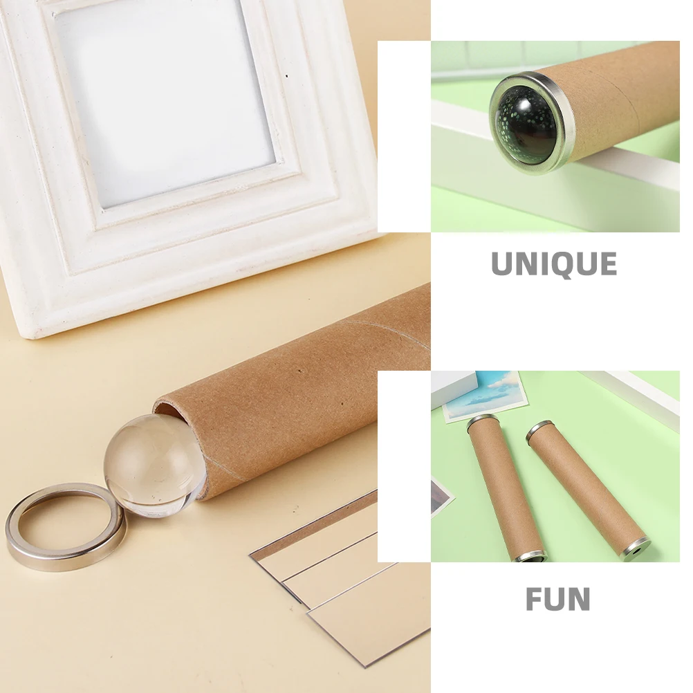 2pcs Diy Kaleidoscope Kit Handmade Paper Tube Craft Set For Kids Crystal Ball Design Color Science Experiment Homemade