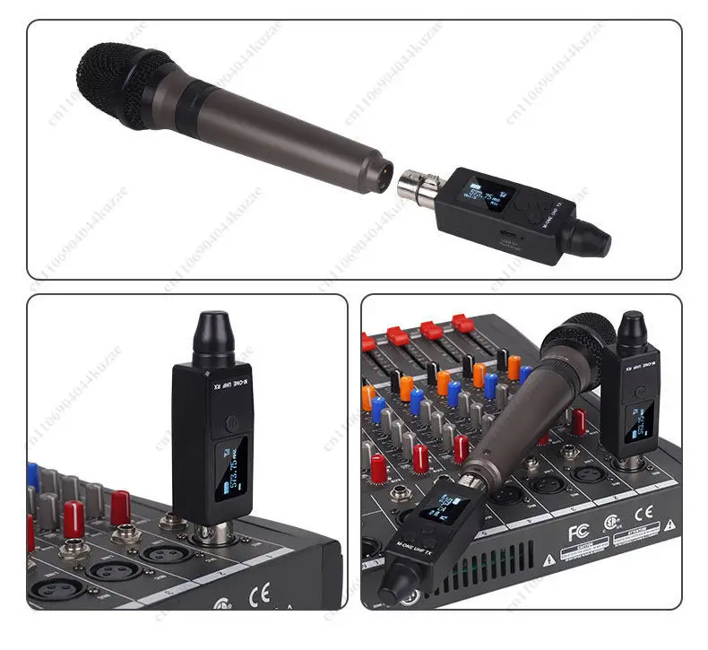 Wireless Transmitter Receiver, Anti-howling Adapter for Dynamic & Condenser Microphones and Instruments