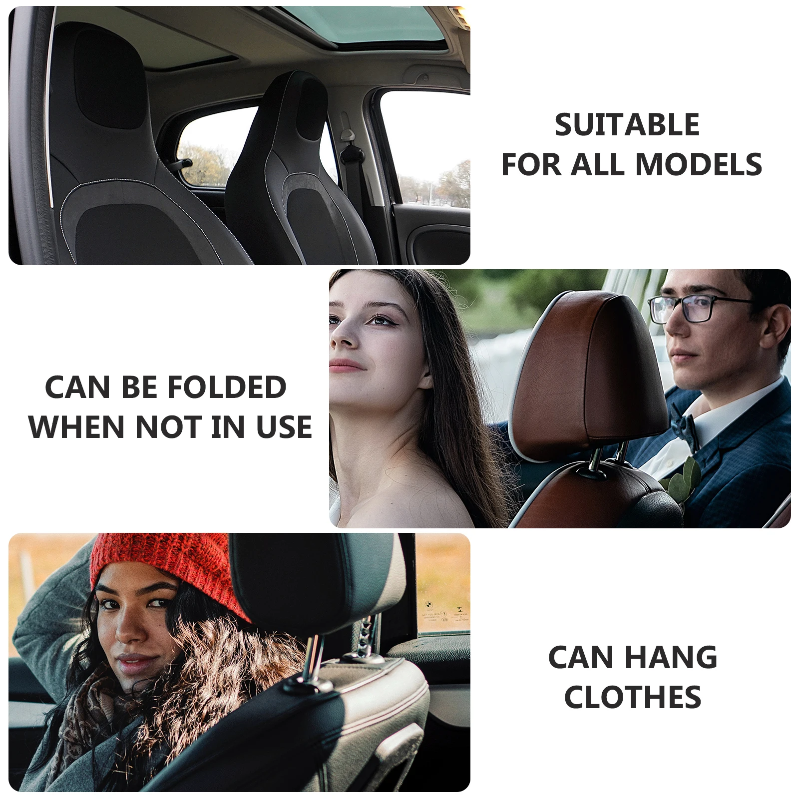1pc Foldable Car Hanger for Travel Clothes Premium ABS Durable Multipurpose Seatback Hooks Garment Auto Hanger Folding Headrest
