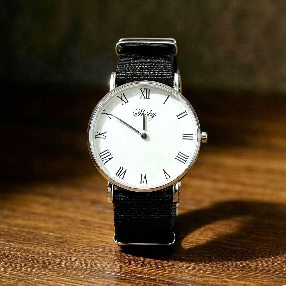 Large Face Black Case Watch Army Green Nylon Strap Minimalist Quartz Wristwatch Simple Casual Ladies Gift Unisex Student Watch