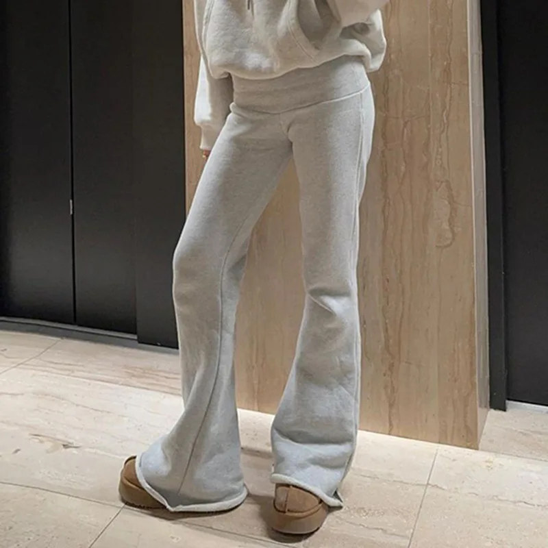 Casual Sexy Basic Solid Flare Pants Y2K Slim Low-Waisted Boot Cut Pants Women Autumn Spring Fashion Streetwear Lady